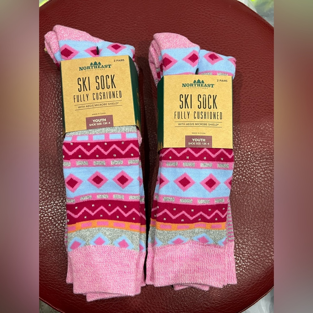 4 Pairs! Girls Alpine Design Snowsport Penguin Space Calf Cut Socks. Sz S, 13-4
